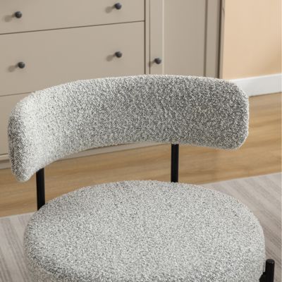 Streamdale Modern Round Boucle Dining Chairs, Set of 2, Black White