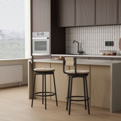 Streamdale Handwoven Bar Stool with Ergonomic Design and Durable Metal Base