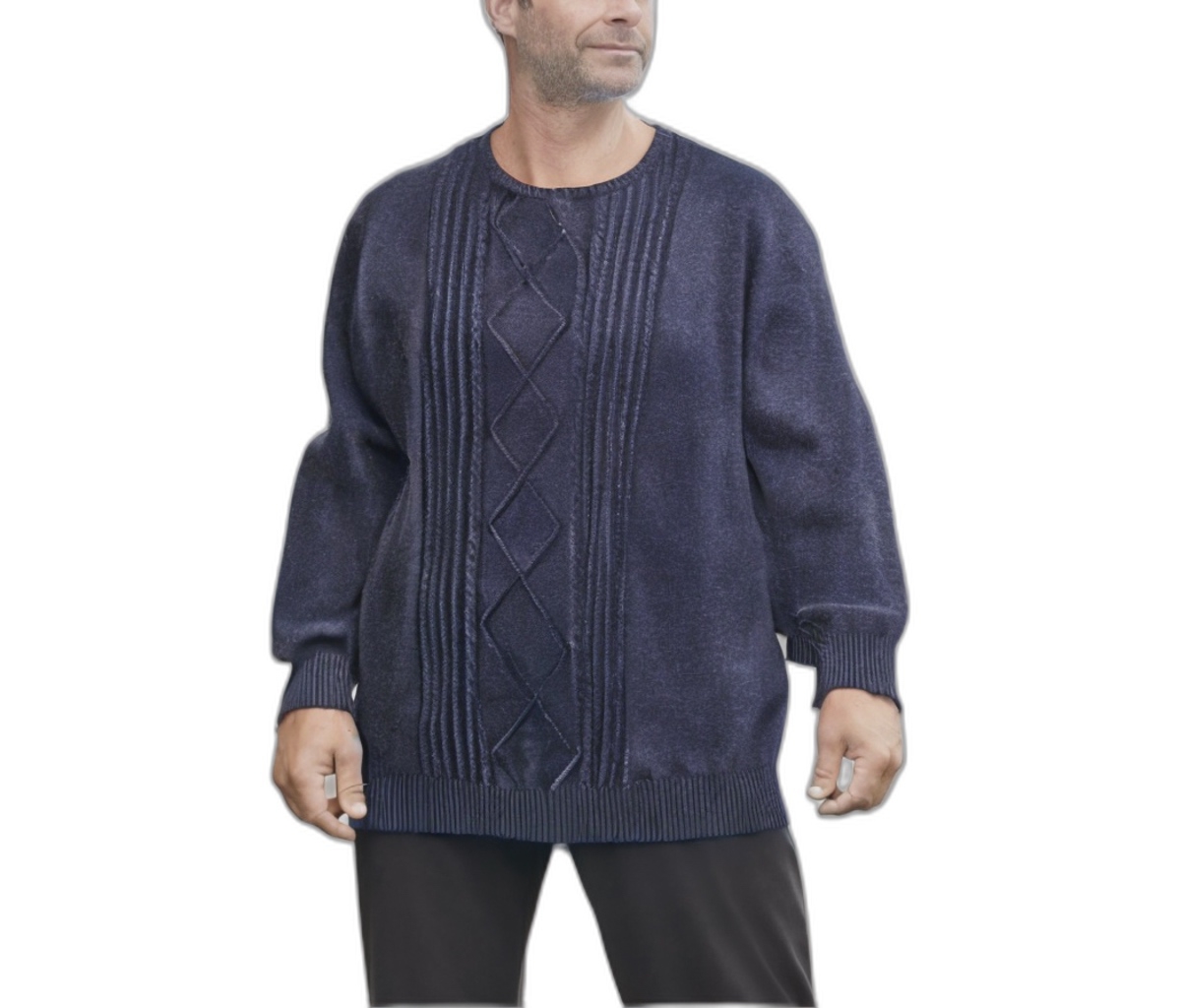 Liberty Blues Big & Tall by KingSize Crewneck Cable Knit Sweater