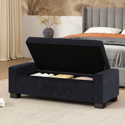 1 Count Stylish Fabric Storage Ottoman with Flip-Lid Top