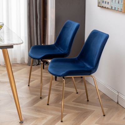 Modern Velvet Dining Chair, Set of 2, Blue