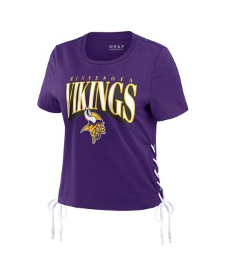 Women's Purple Minnesota Vikings Lace Up Side Modest Cropped T-Shirt