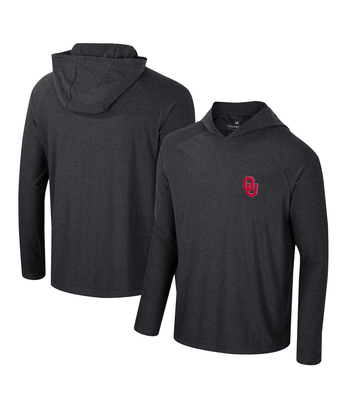 Men's Crimson Oklahoma Sooners Cloud Jersey Raglan Long Sleeve Hoodie T-Shirt - Black