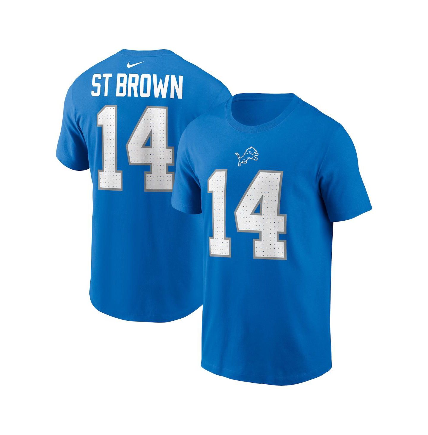 Мужская футболка Fanatics Nike Amon-Ra St. Brown Blue Detroit Lions Name & Number — фото 1