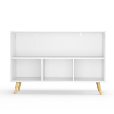 Streamdale Kid's Bookshelf with Cloth Drawers, White MDF and Pine, Safety Buckle