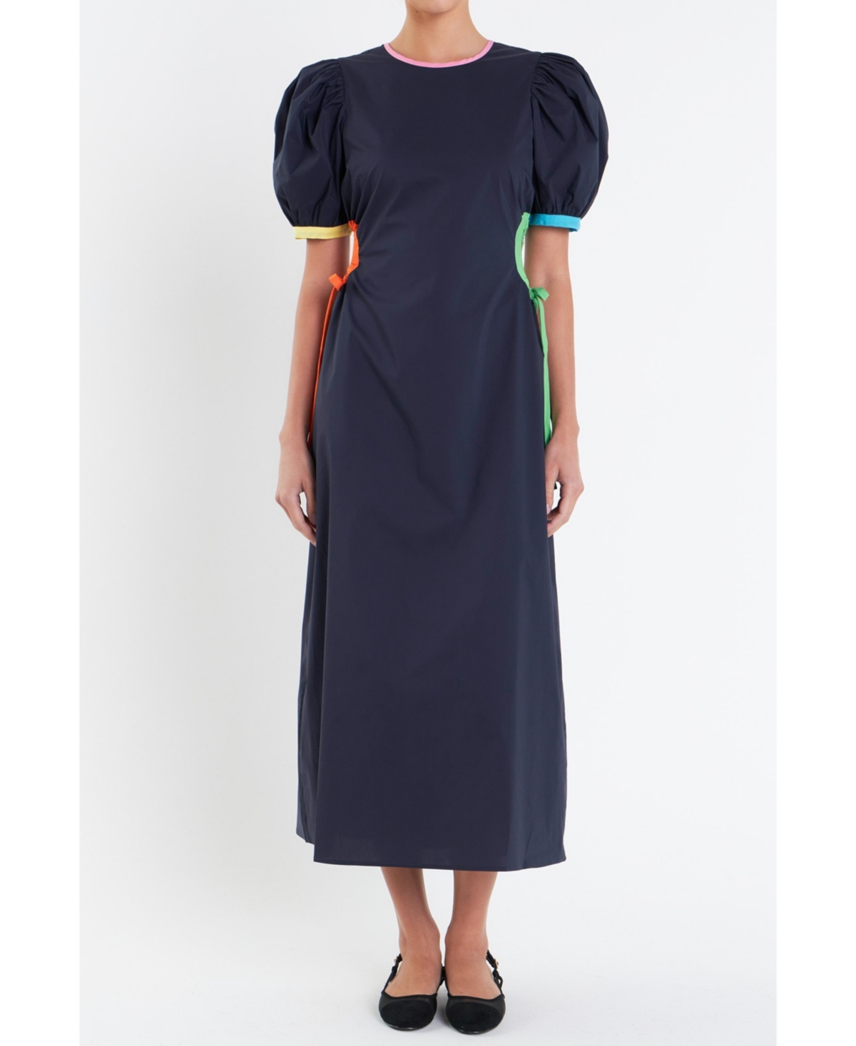 Women's Color Block Midi Dress - Navy multi