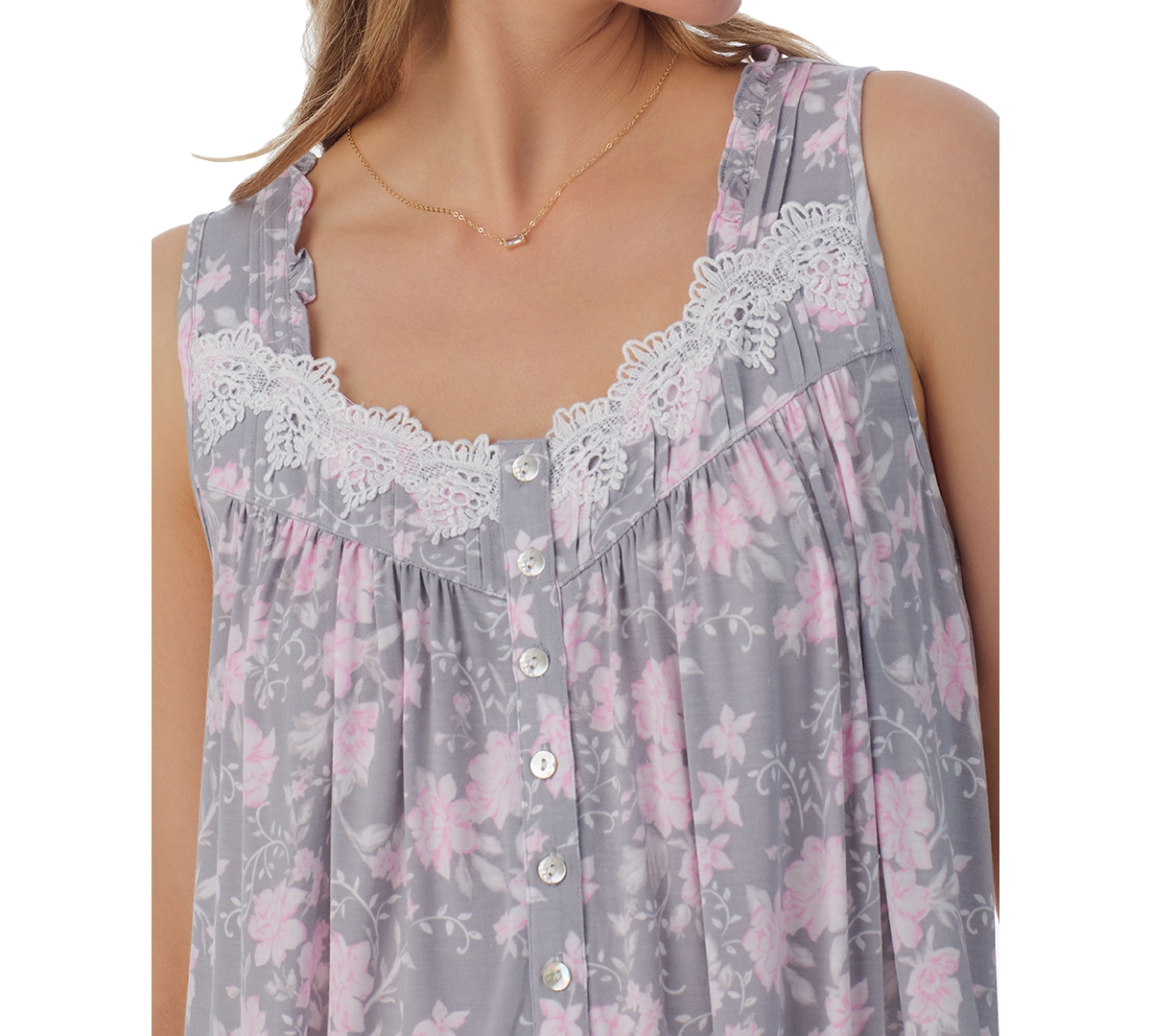 Eileen West Women's Floral Lace-Trim Ballet Nightgown