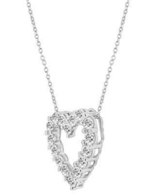 Lab Grown Diamond Heart Pendant Necklace (3 ct. t.w.) in 14k White Gold, 16" + 2" extender