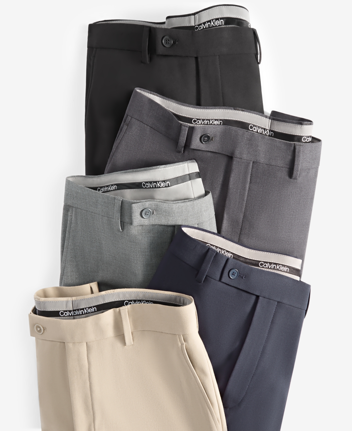 Calvin Klein Jace Mens Solid Wool Dress Pants In Blue