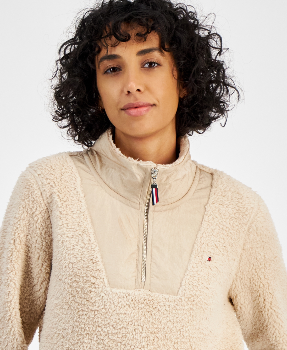 Tommy Hilfiger Women's Sherpa Mock Neck Long-Sleeve Sweatshirt