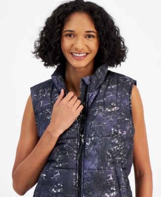 ID Ideology Women's Midnight Foil Puffer Vest, Created for Macy's 