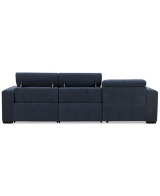 Nevio 3-Pc. Fabric Power Headrest Sectional and Chaise with 2 Power Motion Chairs