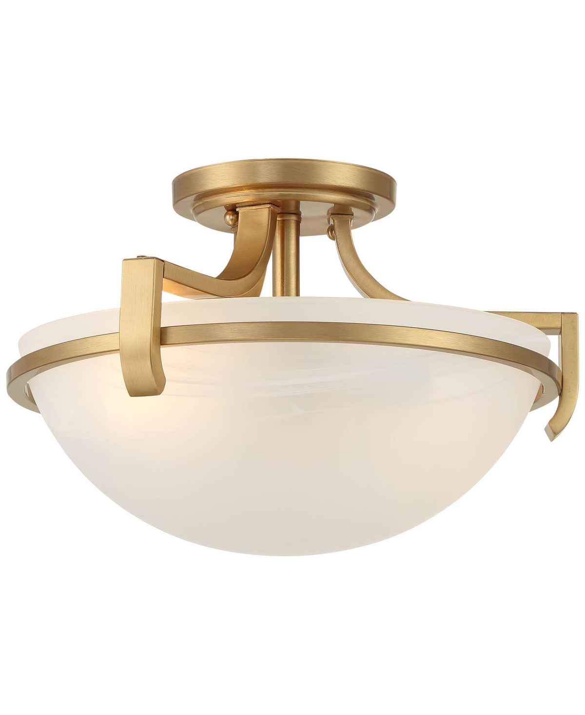 Mallot Modern Ceiling Light Semi Flush-Mount Fixture Wide SoftMetal Marbleized Glass Curving Bowl Shade for Bedroom Kitchen Living Room Hall