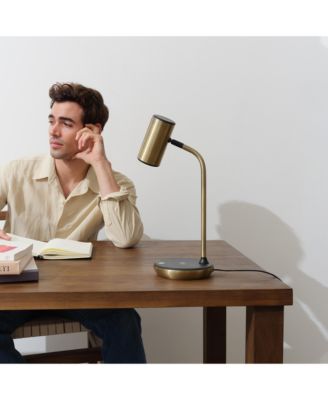 Ezra 16.5" LED Table Lamp with Wireless Charging Pad and Rotating Shade