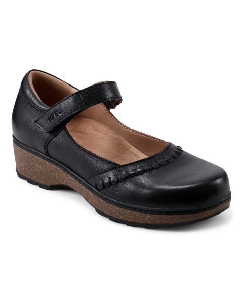 Женские балетки Earth Kalece Leather Stitched Mary Jane Flats, цвет: Чёрный кожаный