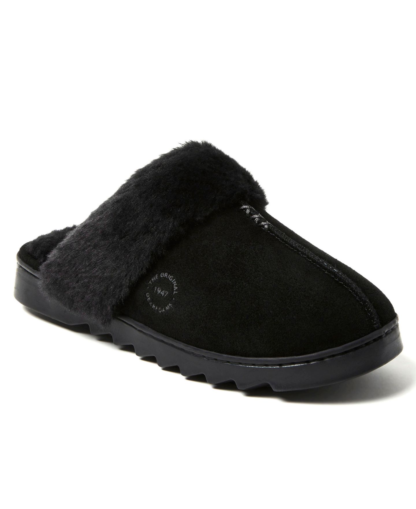 Женские тапочки Dearfoams Helena Genuine Suede Scuff House Shoe Slipper, цвет: Чёрный — фото 1