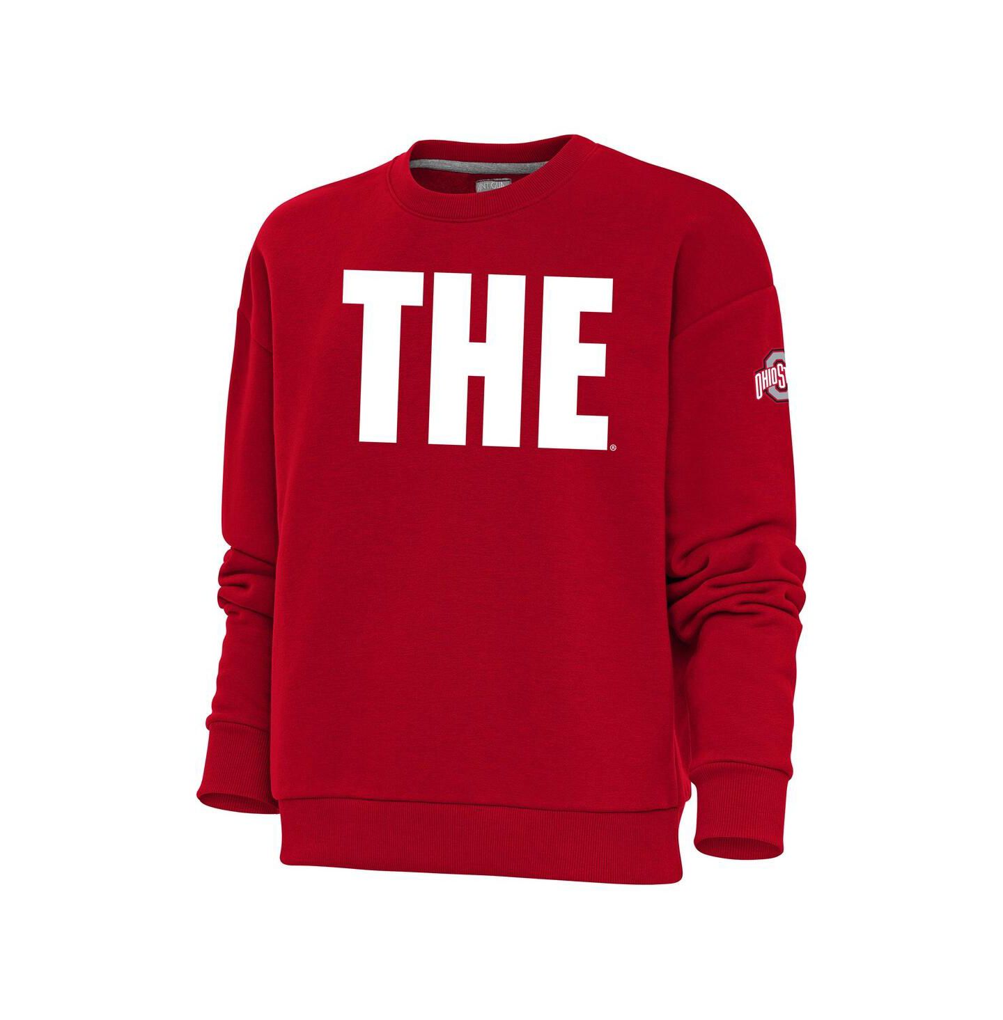 Женские толстовки Antigua Scarlet Ohio State Buckeyes Victory THE Crewneck Pullover — фото 1