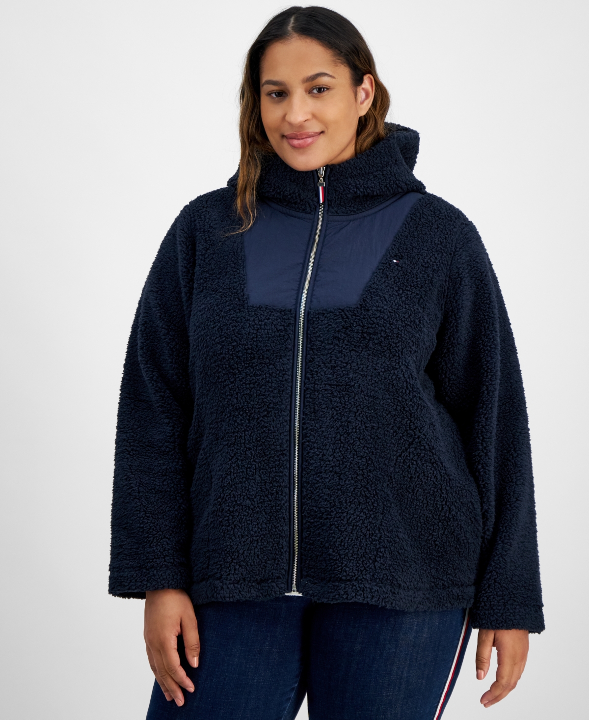 Tommy Hilfiger Plus Size Sherpa Hooded Jacket