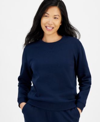 Petite Crewneck Long-Sleeve Fleece Sweatshirt