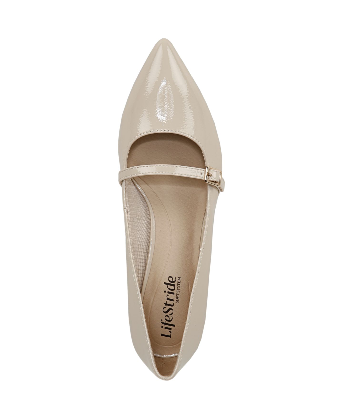 Женские туфли LifeStride Madelyn Mary Jane Pointed Toe Kitten Heel Pumps, цвет: Миндальное молоко искусственная лаковая кожа — фото 4