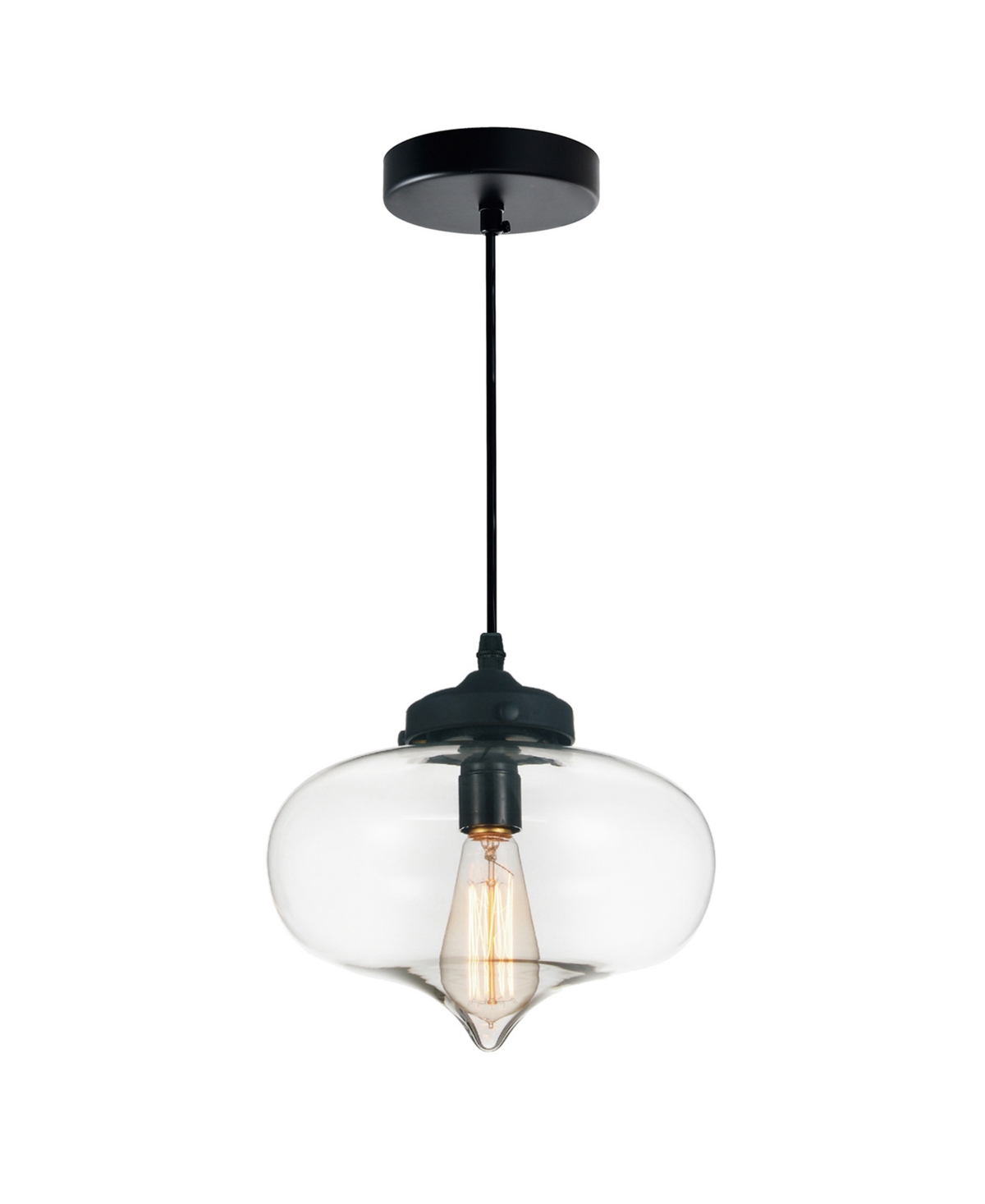Cwi Lighting Glass 1 Light Down Mini Pendant In Black