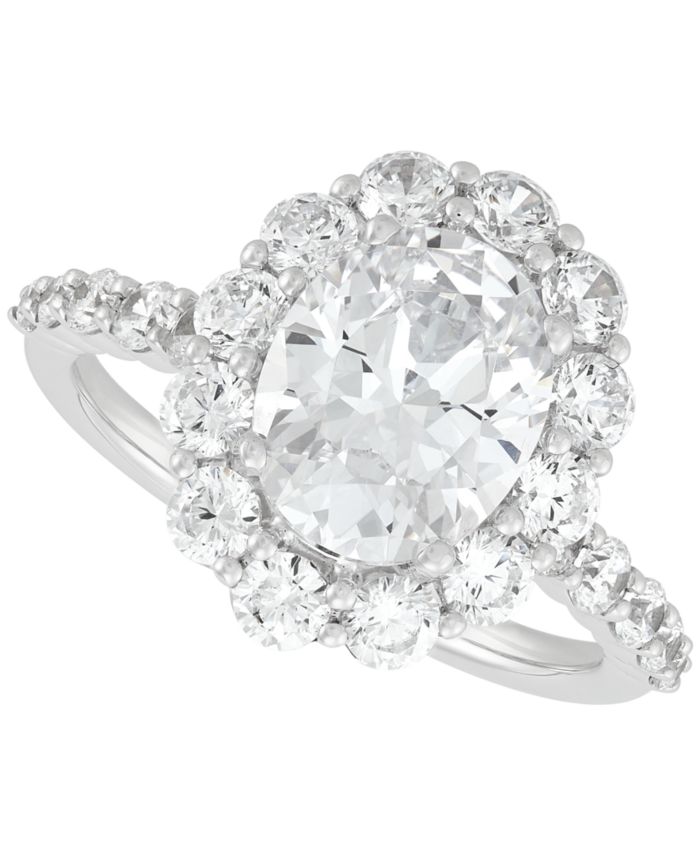 IGI Certified Lab Grown Diamond Oval Halo Engagement Ring (3-1/2 ct.