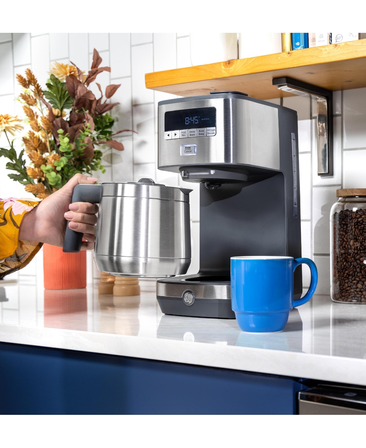 Ge Appliances 10 Cup Drip Coffee Maker With Single Serve In Stainless Steel