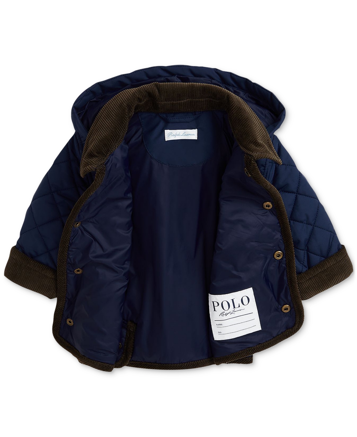 Polo Ralph Lauren Baby Boys Corduroy-trim Barn Jacket With Removable Hood In Navy