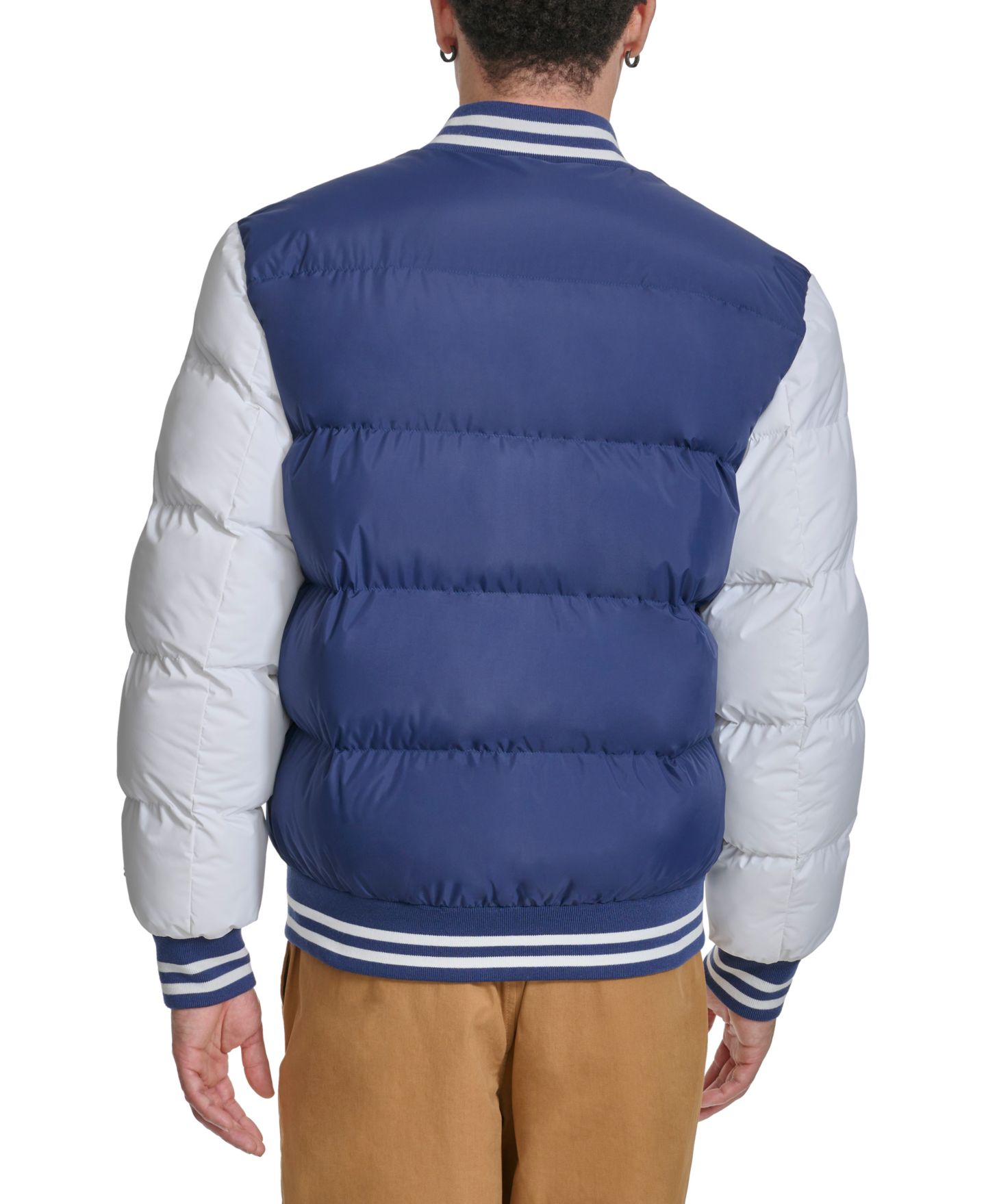 Мужская куртка Champion Quilted Full-Zip Varsity Puffer, цвет: Тёмно-синий / Белый — фото 2