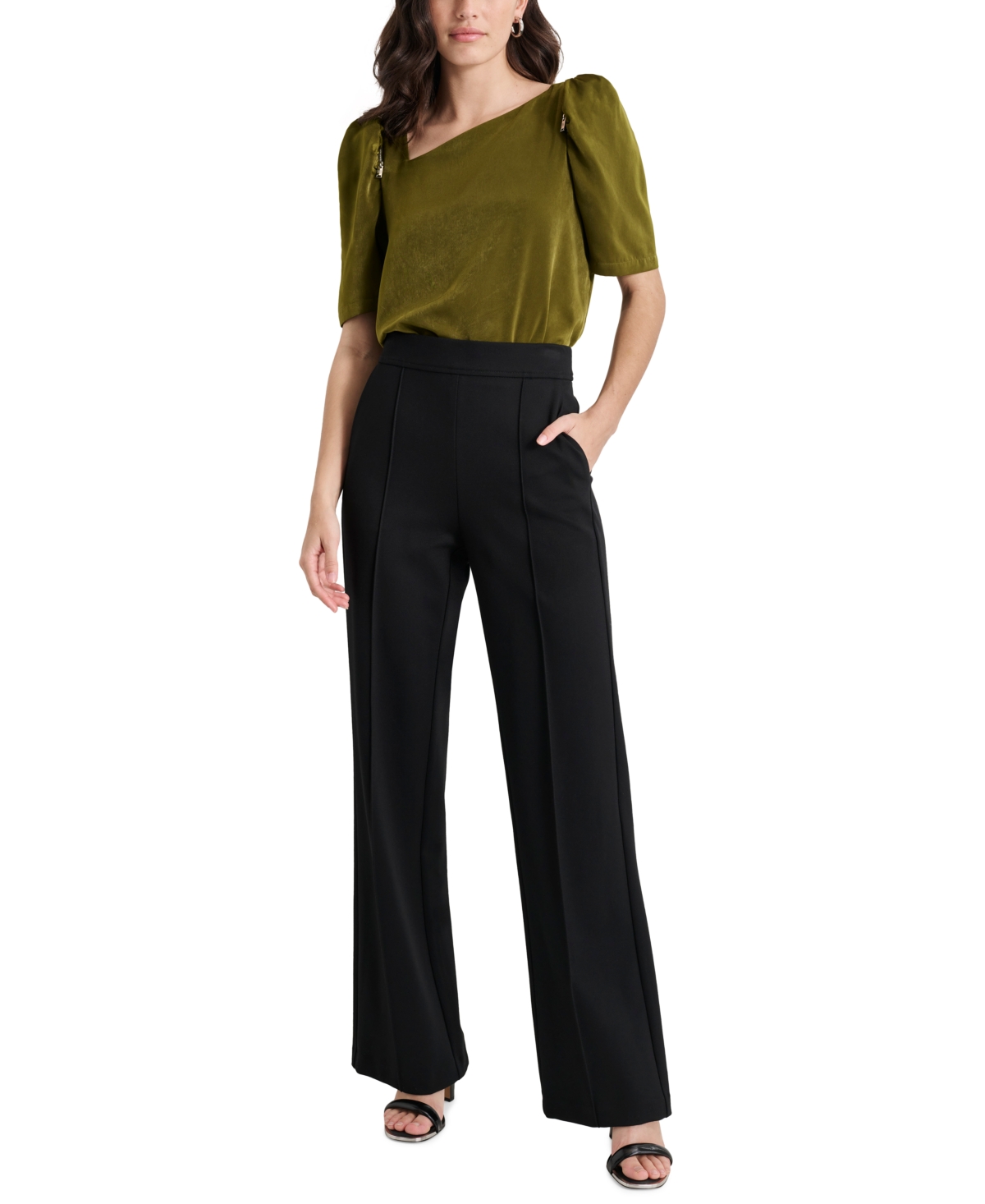 Dkny Women's Pull-On Front-Seam Straight Leg Trousers