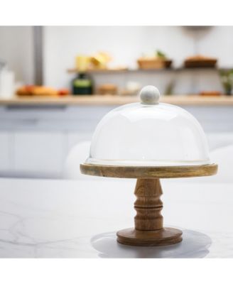 Glass Cloche With Wood Pedestal