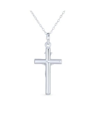 Christian Catholic Religious Jesus Inri Crucifix Cross Pendant Necklace Sterling Silver 1.25 Inch