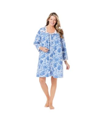 Plus Size Only Neccessities Short 2-Piece Cabbage-Rose Peignoir Set
