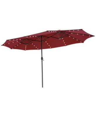 15 ft Patio LED Crank Solar Powered 36 Lights  Umbrella without Weight Base