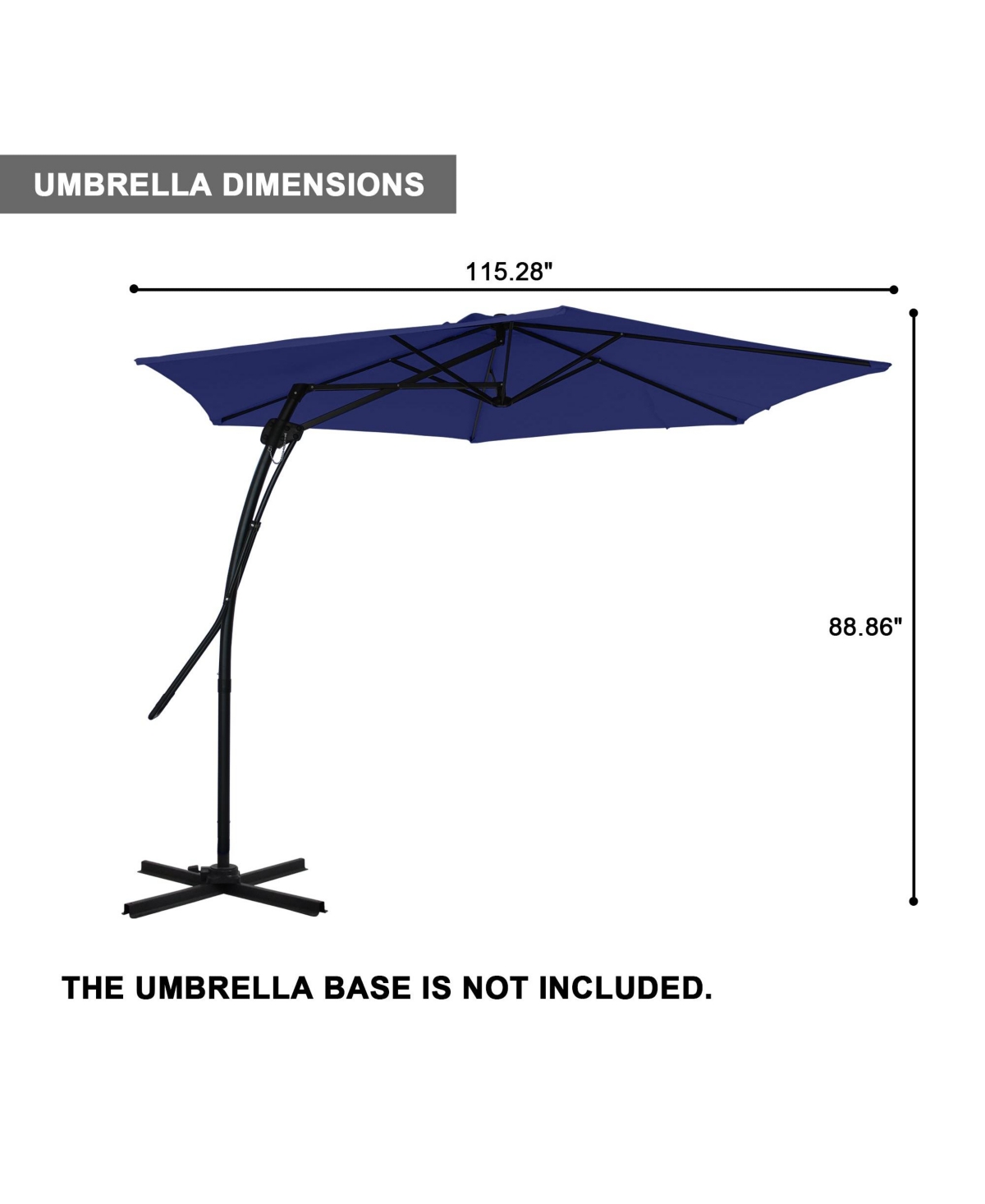 Mondawe ft. Square Cantilever Outdoor Market Umbrella with 360-Degree Swivel Footrest