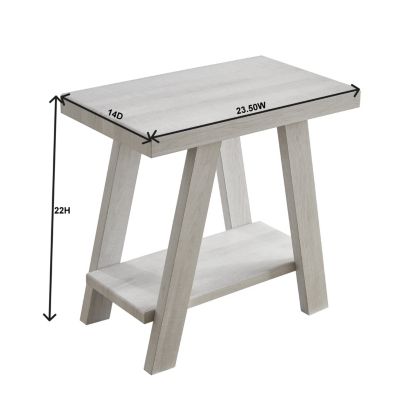 Wood Shelf Side Table in White Finish