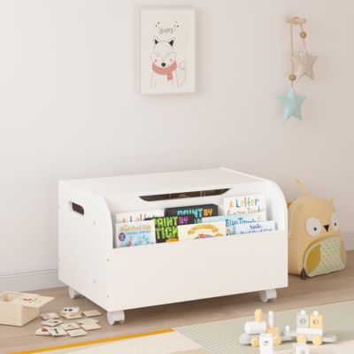 Spacious MDF Toy Box with Bookshelf for Toys, Books, Arts & Crafts