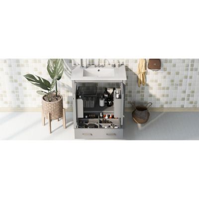  30" Black Bathroom Vanity with Single Sink for Elegant Storage