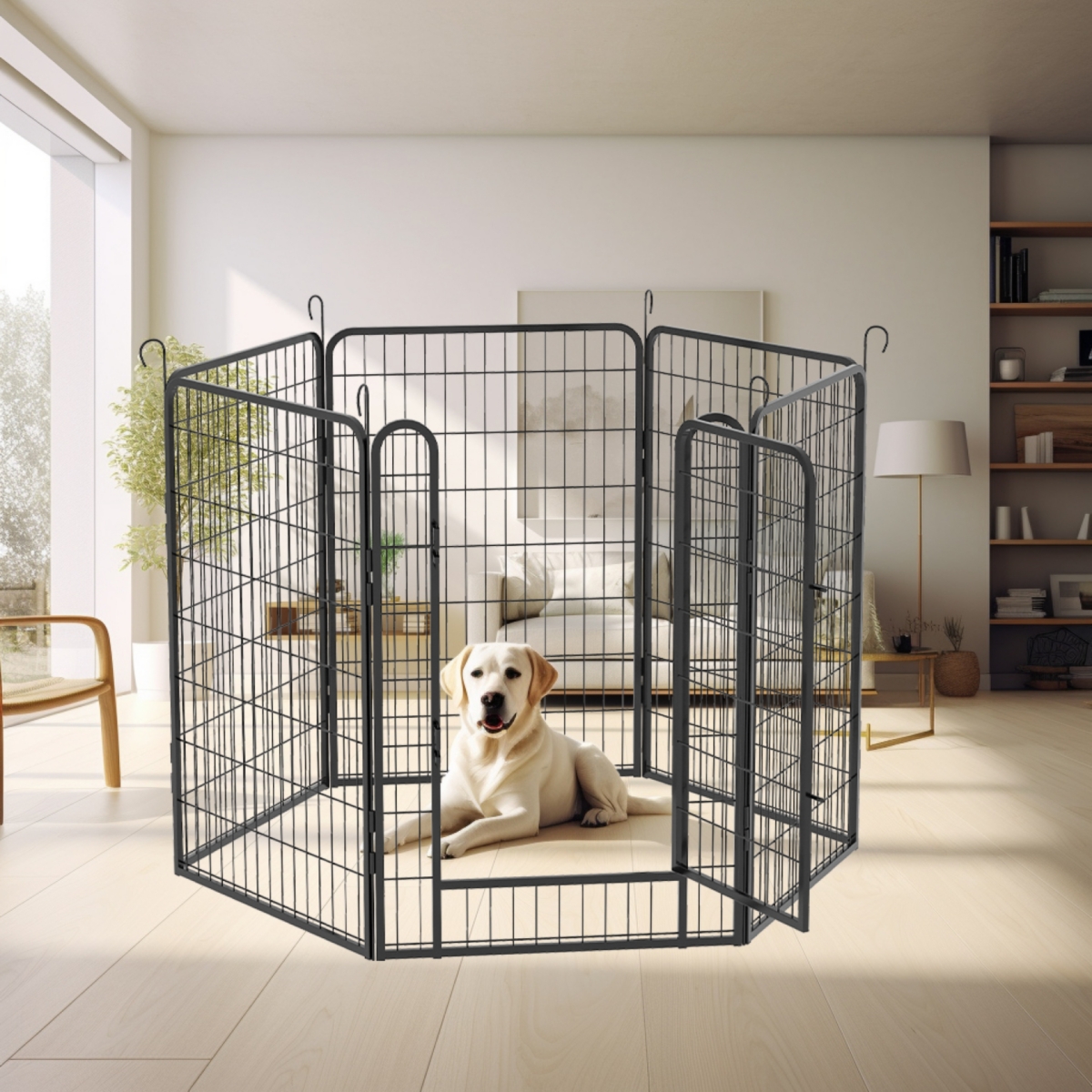 Sturdy, Rust-Resistant Pet Fence with Automatic Gravity Locking