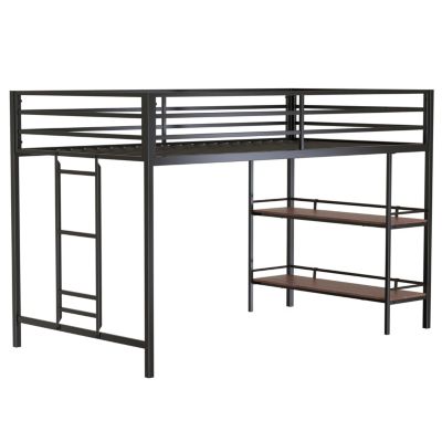 Adam junior twin loft bunk with Cinnamon wood shelf