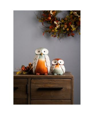 Terra Cotta Owl Figurine With Glazed Accents (Set of 2)