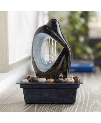 Modern Silhouette 10" High Small Zen Indoor Outdoor Decor Faux Stone Tabletop Fountain with Light LED Outside