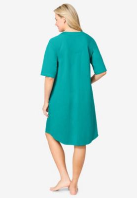 ladies short zipped dressing gown Women's Zipper Front Nightgown House Coat Short Sleeves Robe Zip Up Sleepwear with Pockets