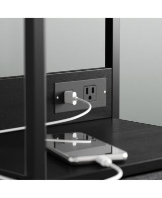 Nightstand with 3 Fabric Drawers and Built-in Charging Station