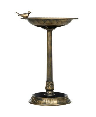 28" Antique Bird Bath with Pedestal Birdbath Bowl, Bronze