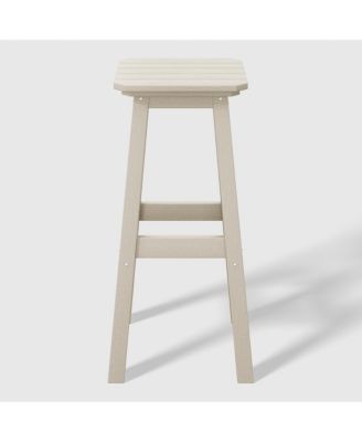 29" HDPE Outdoor Patio Square Backless Bar Stool