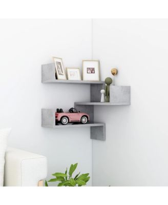 Wall Corner Shelf Concrete Grey Engineered Wood 15.7x15.7x19.7 in