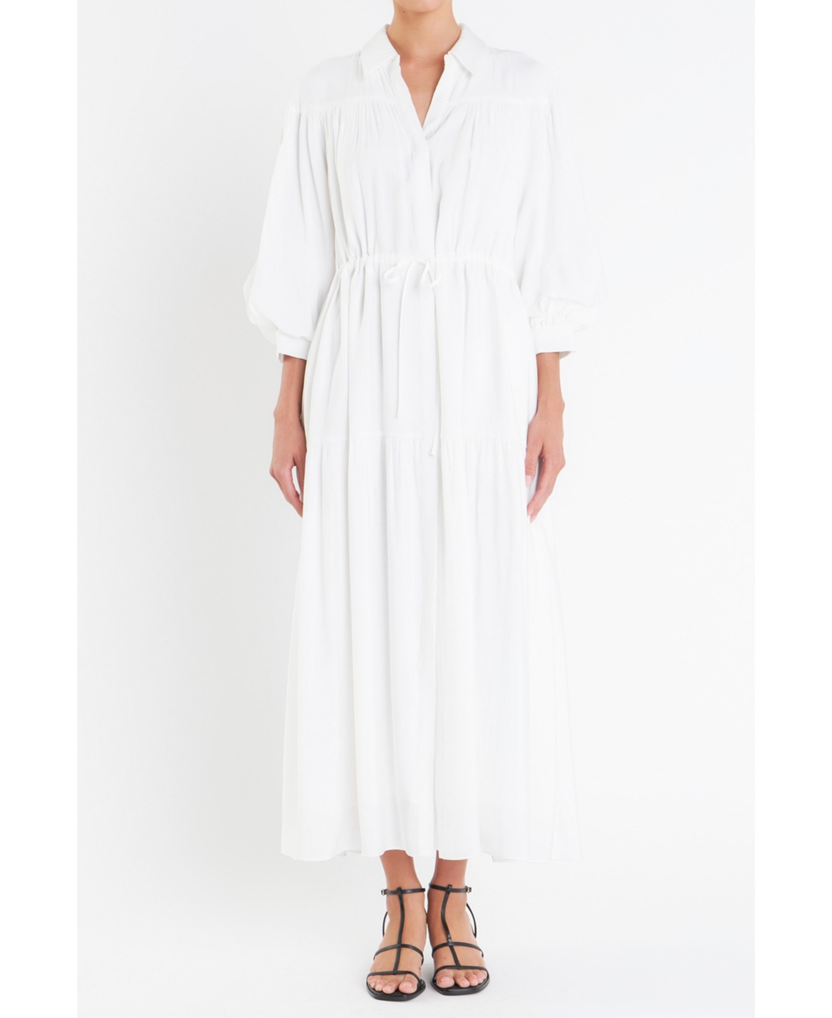 Women's Shirt Maxi Dress - White