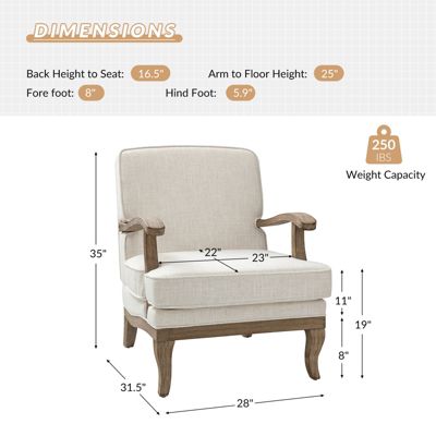 Rinaldo Wooden Upholstered Armchair with Wooden Legs