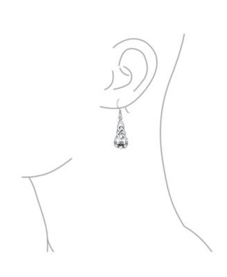 Friendship BFF Heart Circle Irish Love Symbol Celtic Claddagh Dangle Earrings Oxidized Sterling Silver Fish Hook